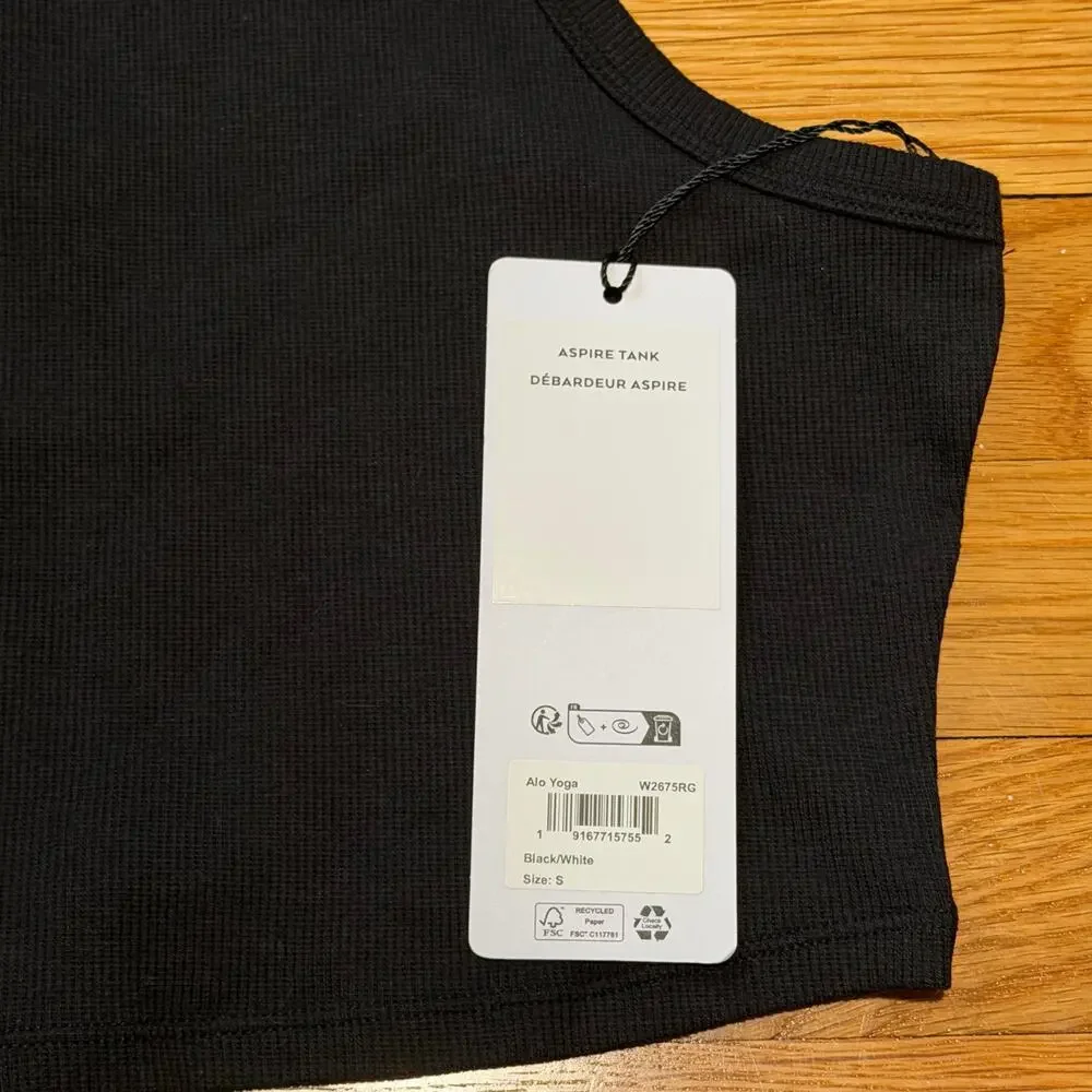 Alo Yoga | Aspire Tank Black / White Size Small NWT - Picture 5 of 5